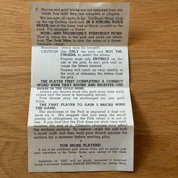 Vintage Parker Brothers Game Dig, A Lively Action Game, Copyright 1940 - Picture 11 of 13